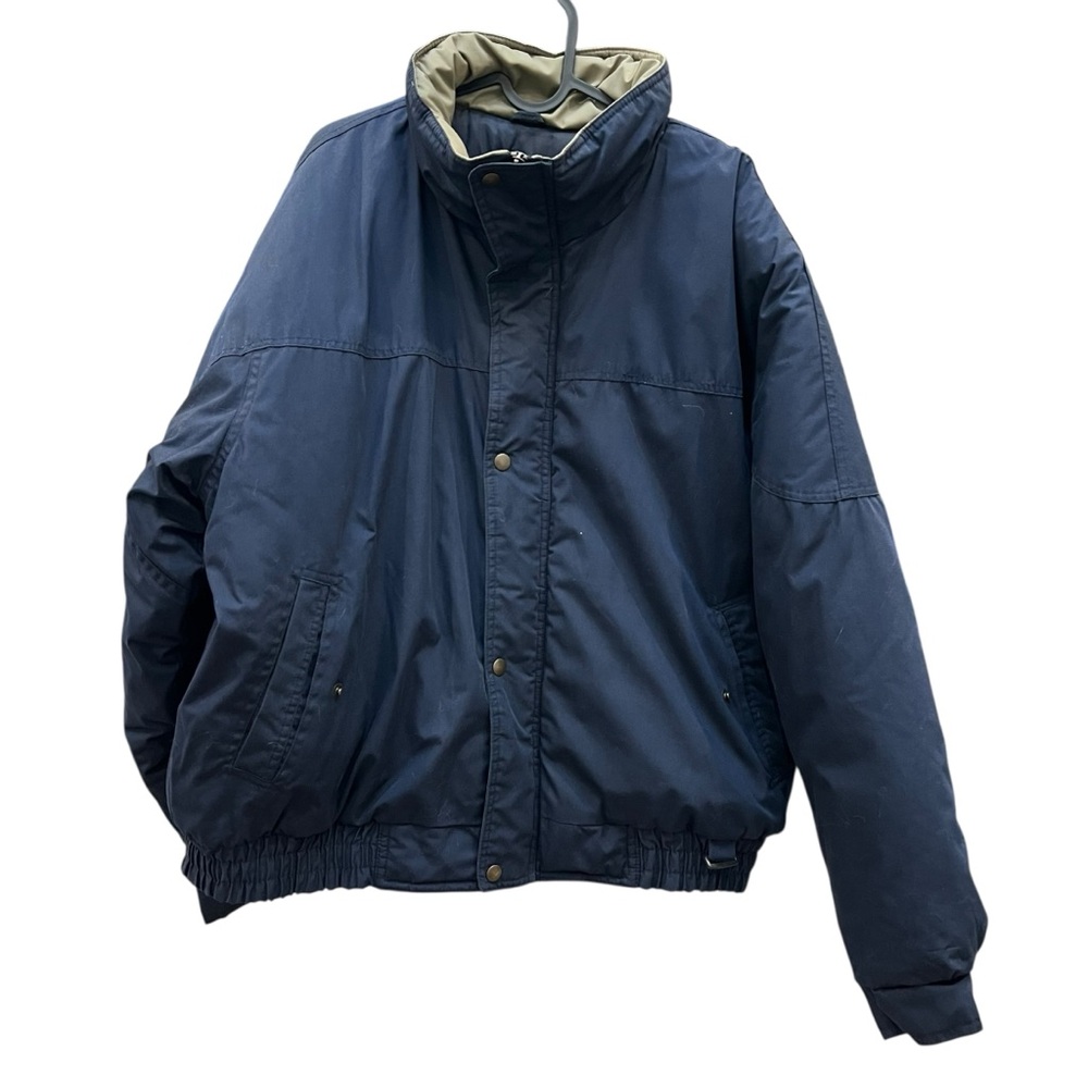 Original Windbreaker Men’s XL Vintage Puffer Jacket Navy Blue Snap Zip classic